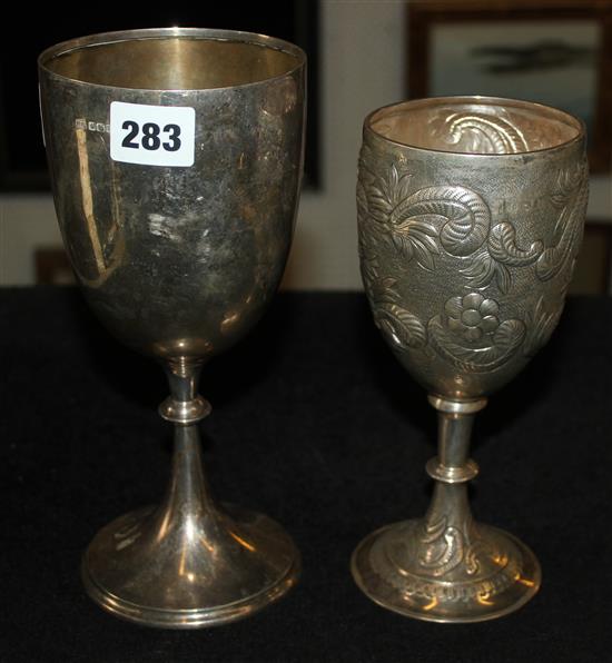 2 silver goblets